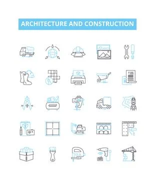 Architecture and construction vector line icons set. Architecture, Construction 库存插图