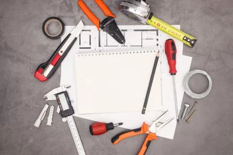 Architecture and diy tools and equipment Stock Photos