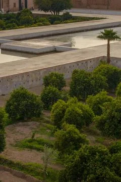 Architecture and orange tree from Marrakech 스톡 사진