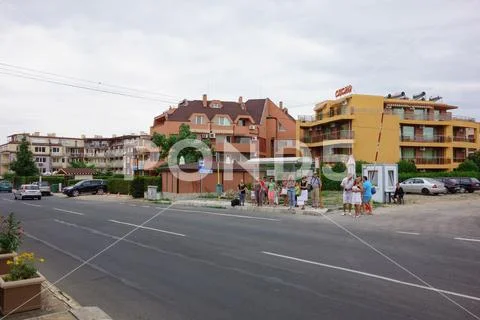 Architecture and people of New Nessebar Stock Photos