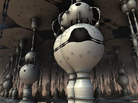 The Architecture and Technology of an alien planet 3d rendering 스톡 일러스트