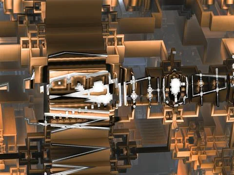 The Architecture and Technology of an alien planet 3d rendering Stock Illustration