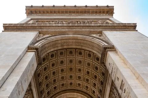 Architecture of the Arch of Triumph or Arc de Triomphe, Champs-Elysees in Paris Stock Photos