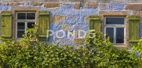 Architecture background from a blue german house Stock Photos