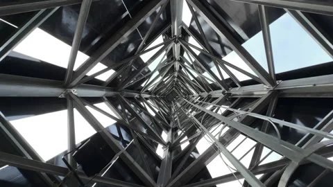 Architecture background, rotation of geometric metallic frames. Stock Footage 312797775
