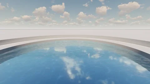 Architecture background round water pool 3d animation Stock Footage 179142491
