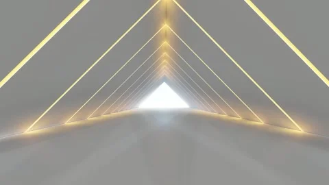 Architecture background triangular arched interior with lighting 3d animation Stock Footage 172293552