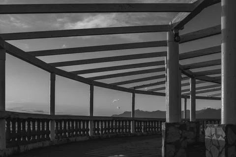 Architecture of a bathhouse at sunset Stock Photos