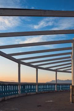 Architecture of a bathhouse at sunset Stock Photos