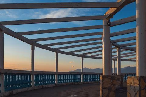 Architecture of a bathhouse at sunset 写真素材