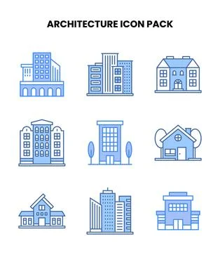 Architecture Blue Icons Pack Ilustración de archivo