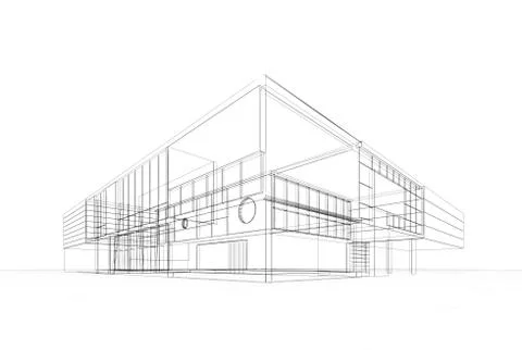 Architecture blueprint 3d rendering Stock Illustration