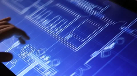 Architecture blueprint drawing on touch screen computer Video stock 62247602