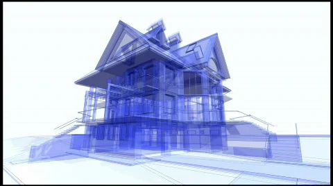 Architecture blueprint of the house Stock Footage
