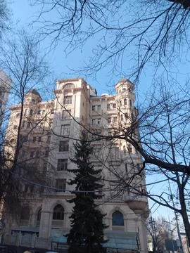 Architecture. Building in Almaty. Stock Photos
