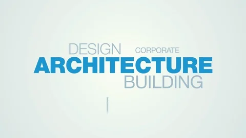 Architecture building design construction blueprint word cloud appears on the Stock Footage 99752255