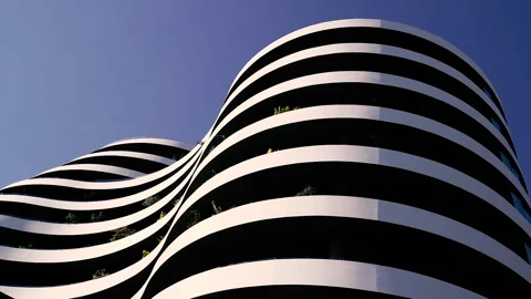 Architecture. Building with long balconies. Stock Footage 166867092