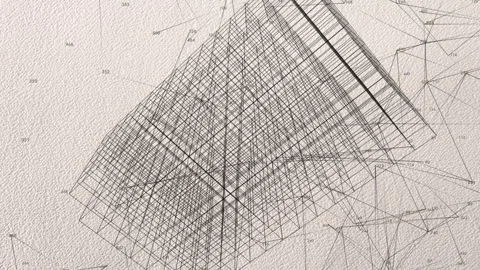 Architecture CAD System Abstract Background Loop with Technical Grid Schematics Video stock 335203199