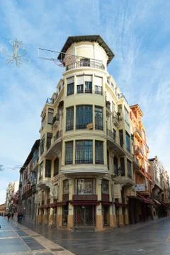 Architecture of calle ancha and gnomos regalos souvenir shop, Leon, Spain Stock Photos