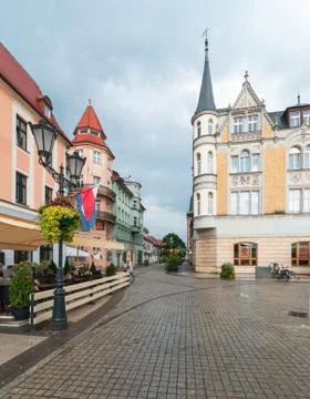 The architecture in the centre of Pszczyna Foto stock