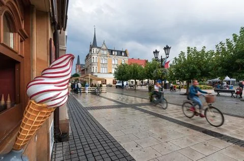The architecture in the centre of Pszczyna Stock Photos
