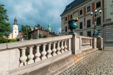 The architecture in the centre of Pszczyna Stock Photos