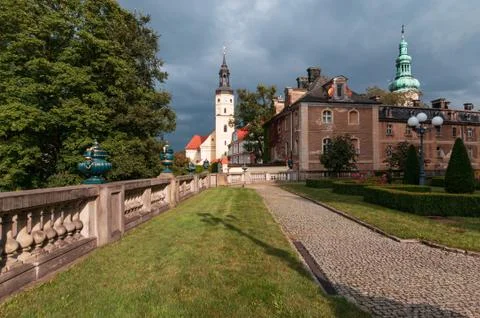 The architecture in the centre of Pszczyna Stock Photos