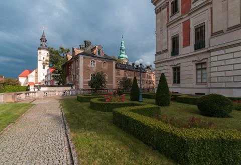 The architecture in the centre of Pszczyna Stock Photos