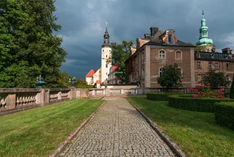The architecture in the centre of Pszczyna Stock Photos