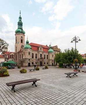 The architecture in the centre of Pszczyna Stock Photos
