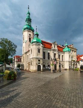 The architecture in the centre of Pszczyna Stock Photos