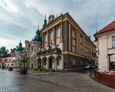 The architecture in the centre of Pszczyna Stock Photos