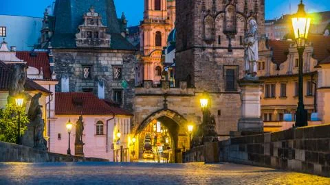 Architecture of Charles Bridge Stock Photos