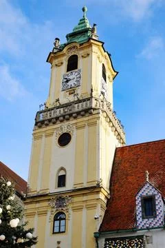 Architecture of a  clock tower Stockfoto's