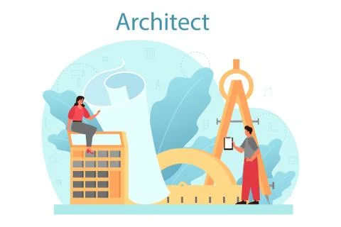 Architecture concept. Idea of building project and construction Ilustración de archivo