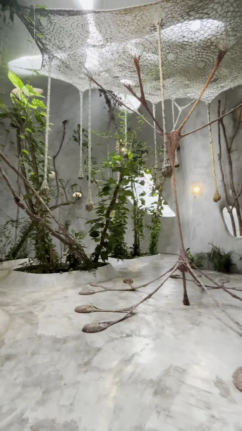 Architecture design of Azulik Uh May museum city of arts in Tulum, Quintana Roo. Stock Footage 293702384