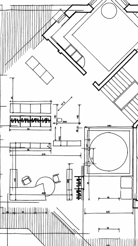 Architecture design: blueprint plan Stock Footage 262305182