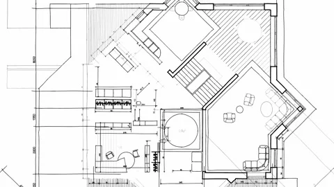 Architecture design: blueprint plan Stock Footage 262305220