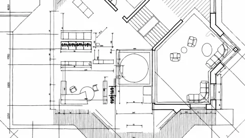 Architecture design: blueprint plan Stock Footage 262305618