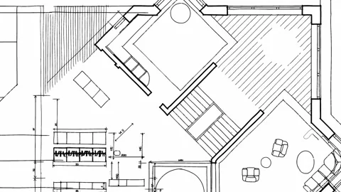 Architecture design: blueprint plan Stock Footage 262305621