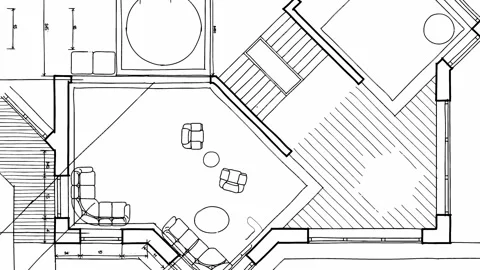 Architecture design: blueprint plan Stock Footage 262305673