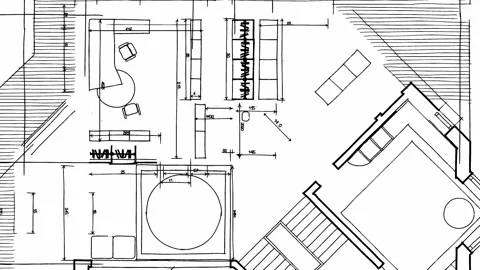 Architecture design: blueprint plan Stock Footage 262305719