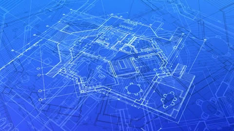 Architecture design: blueprint plan Stock Footage 263195045