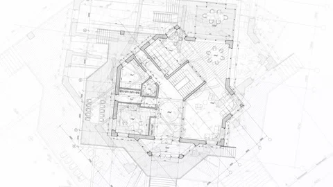 Architecture design: blueprint plan Stock Footage 263218903