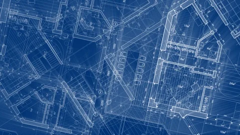 Architecture design: blueprint plan - illustration of a plan modern house Stock Footage 97045356