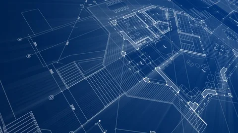 Architecture design: blueprint plan - illustration of a plan modern house Stock Footage 97045358