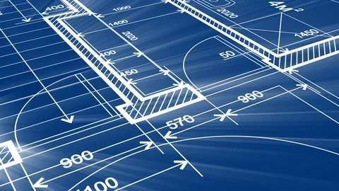 Architecture design: blueprint plan - illustration of a plan modern house Stock Footage 97045359