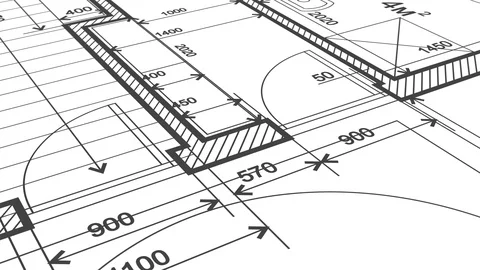 Architecture design: blueprint plan modern house Stock Footage 92576025