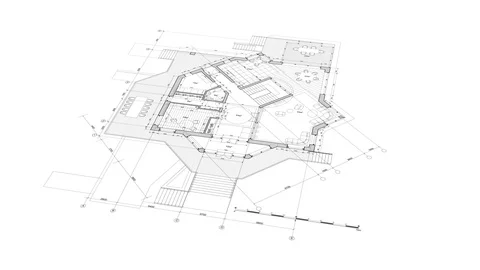 Architecture design: blueprint plan modern house Stock Footage 92608193