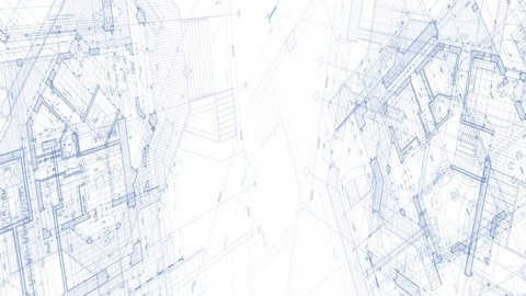 Architecture design: blueprint plan modern house Stock Footage 92608195
